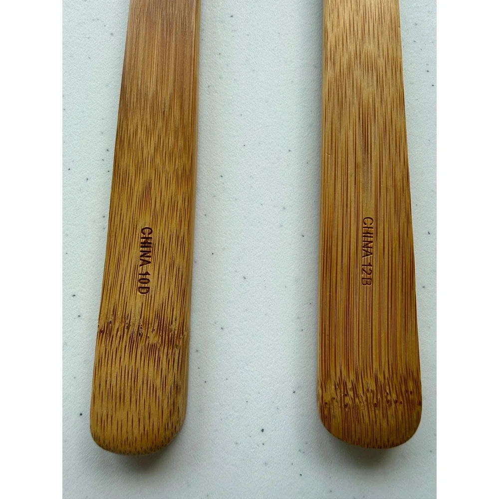 Vintage Pampered Chef Bamboo Wooden Spoons Set of 2 Slotted Kitchen Utensils 12